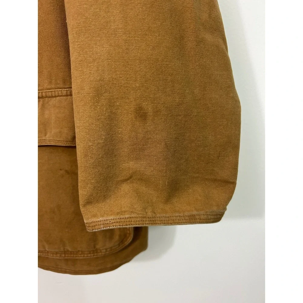 Vintage J. Crew Barn Jacket Mens Large Brown Plaid Lined Field Coat Oarsman - Picture 14 of 16